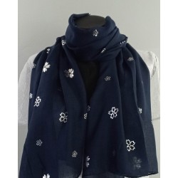 Foulard petites fleurs argentées