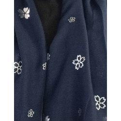 Foulard petites fleurs argentées